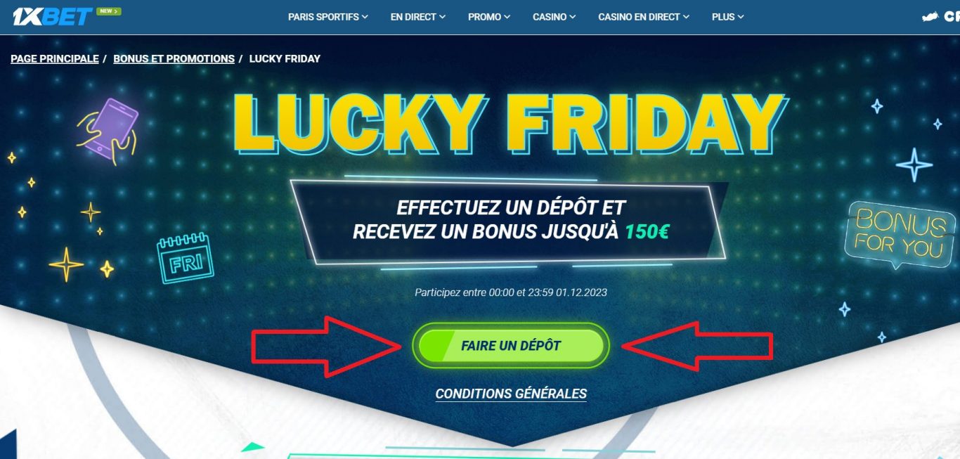 Quelles sont les conditions d’utilisation du bonus 1xBet du vendredi ?