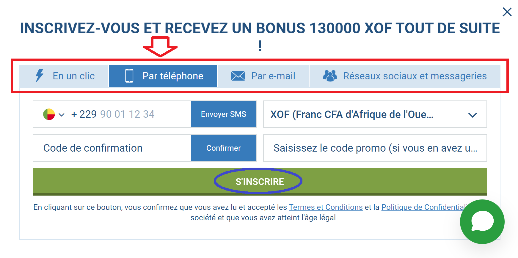 Comment passer l’enregistrement sur 1xBet site officiel ? 